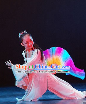 Chinese Traditionial Fan Dance Costume for Girls