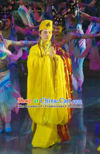 Chinese Ancient Shaolin Monk Abbot Master Costume and Hat for Men