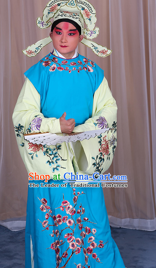 Ancient Chinese Young Scholar Costumes and Hat Complete Set for Men