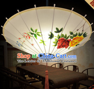 Chinese Classical Handmade and Painted Silk Hanging Umbrella Lantern