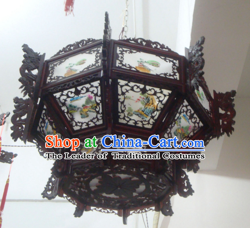 Chinese Classical Handmade and Carved Octagonal Dragon Hanging Palace Lantern