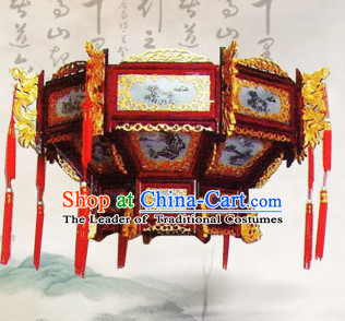 1 Meter High Red Golden Dragon Chinese Classical Handmade and Carved Hanging Palace Lantern
