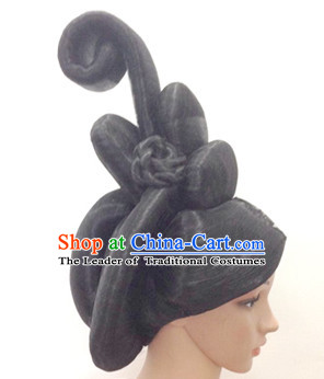 Chinese Ancient Empress Queen Female Hairstyle Long Black Wigs