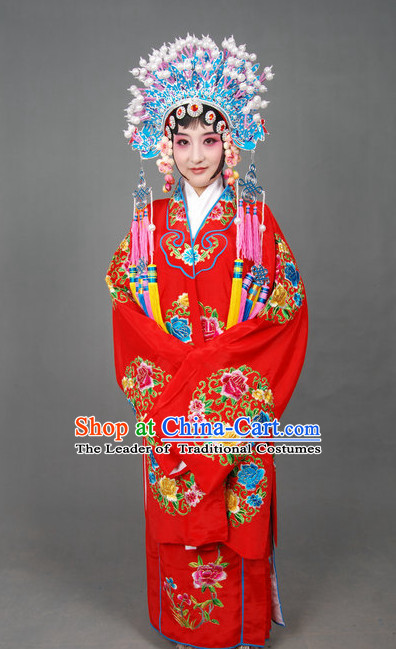 Ancient Chinese Opera Wedding Dress and Phoenix Coronet Complete Set for Brides