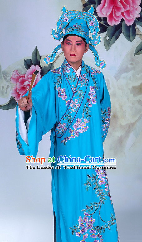 Top Embroidered Chinese Classic Peking Opera Scholar Costume Beijing Opera Robe Costumes Complete Set for Adults Kids