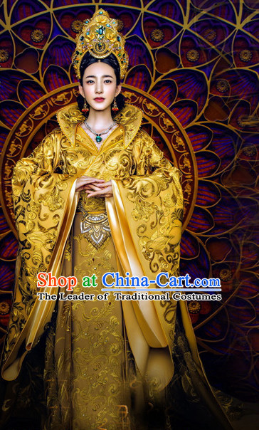 Chinese Ancient Empress Dresses and Hair Accessories Complete Set