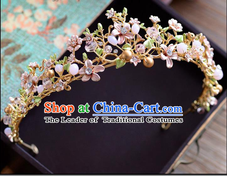 Traditional Jewelry Accessories, Princess, Bride Royal Crown, Wedding Hair Accessories, Baroco Style Flower Pearl Headwear for Women