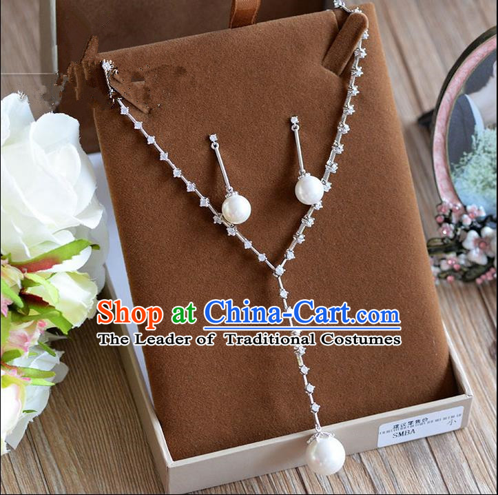 Traditional Jewelry Accessories, Palace Princess Necklace, Wedding Accessories, Baroco Style Pearl Earrings for Women