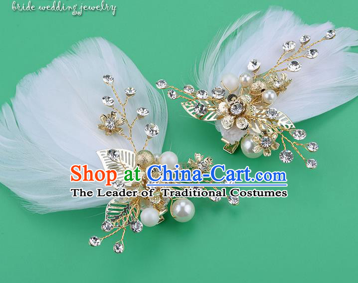 Traditional Jewelry Accessories, Princess Wedding Hair Accessories, Bride Wedding Hair Accessories, Baroco Style Crystal Feather Headwear for Women