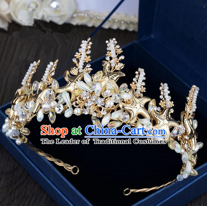 Traditional Jewelry Accessories, Palace Princess Bride Royal Crown, Imperial Royal Crown, Wedding Hair Accessories, Baroco Style Crystal Pearl Headwear for Women