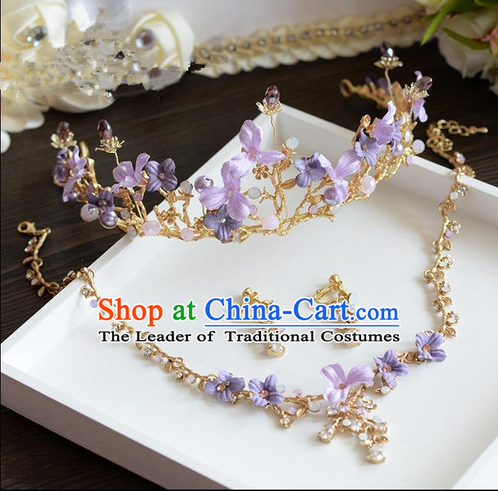 Traditional Jewelry Accessories, Princess Hair Accessories, Royal Crown, Bride Wedding Hair Accessories, Earrings, Baroco Style Necklace Set  for Women