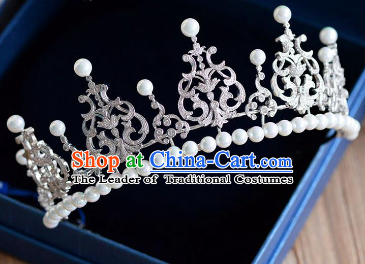 Traditional Jewelry Accessories, Palace Princess Bride Royal Crown, Engagement Royal Crown, Wedding Hair Accessories, Baroco Style Pearl Zircon Headwear for Women