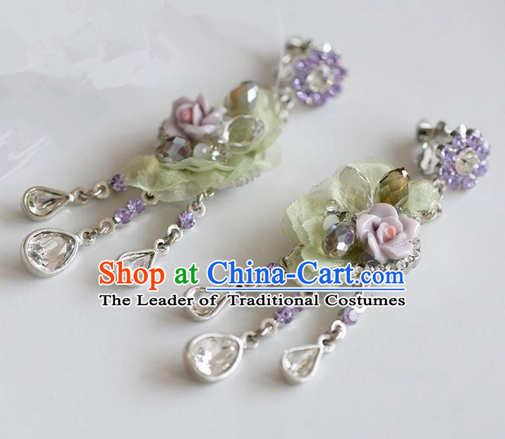 Traditional Jewelry Accessories, Palace Princess Accessories, Wedding Earrings, Crystal Earring for Women