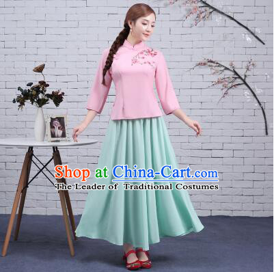 Chinese Min Guo Time Girl Dress Traditional Clothes  Female Women Clothing Stage Costumes