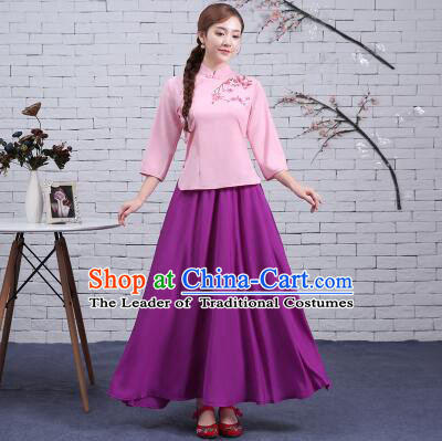 Chinese Traditional Clothes Min Guo Time Female Dress Women Clothing Stage Costumes Show