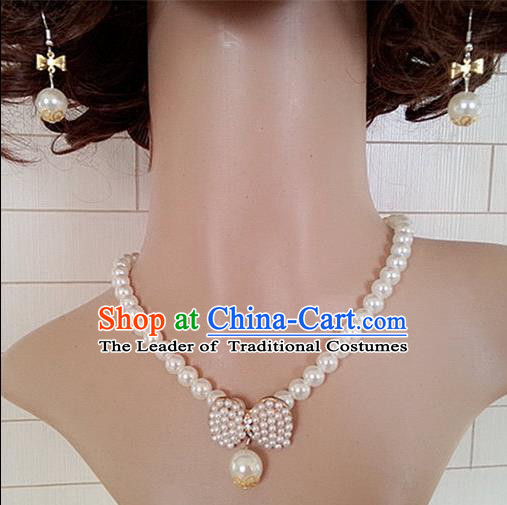 Chinese Wedding Jewelry Accessories, Traditional Bride Nceklace, Princess Wedding Necklet, Imperial Bridal Baroco Style Wedding Pearl Collar, Collarbone Chain