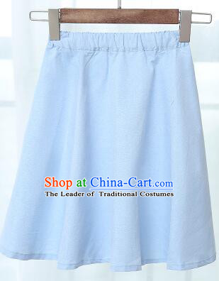 Chinese Style Skirt Min Guo Student Dress Girl Female Kids Show Costume Stage Clothes Blue