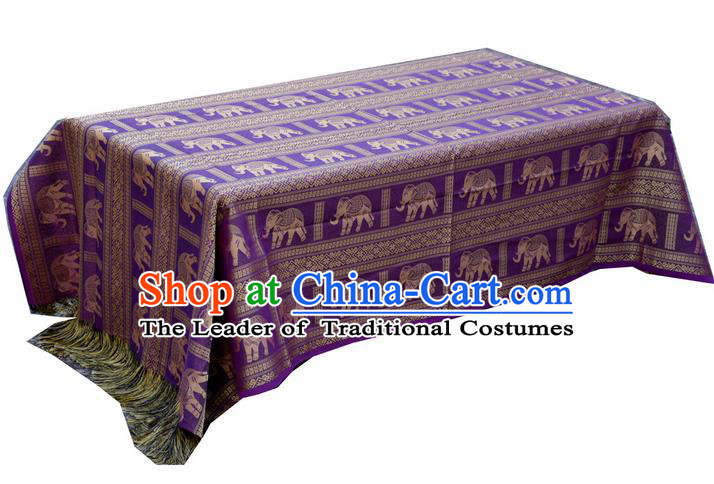 Traditional Asian Thai Palace decoration Ornaments Silk Elephant Table Cloth, Thai High Grade Silk Table Flag Table Cover