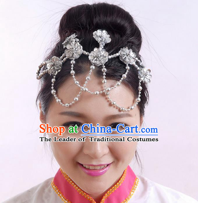 Traditional Chinese Yangge Hair Accessories, Fan Dancing Headwear, Folk Dance Yangko Peacock Dance Headdress, Stage Accessories Minimum