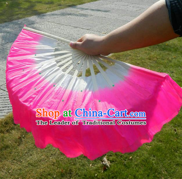 Traditional Pure Silk Color Change Chinese Dance Folk Dance Hand Fans Yangge Dance Hand Fan Oriental Fan
