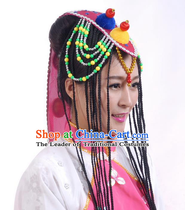 Traditional Chinese Yangge Hair Accessories Fan Dancing Headwear Folk Dance Yangko Headdress Silk Fan