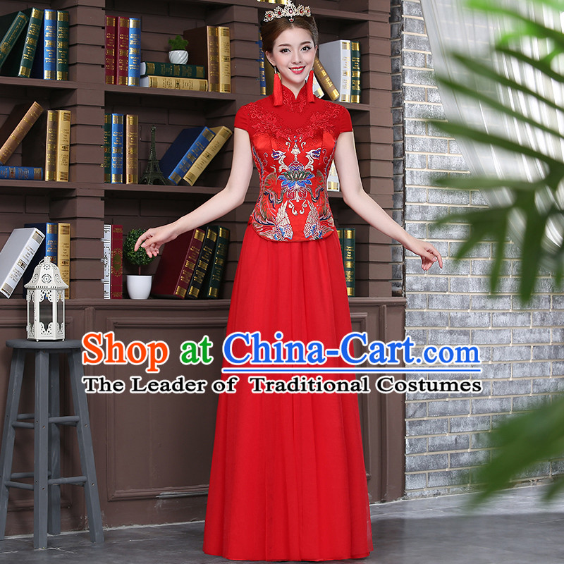 Ancient Chinese Costume Xiuhe Suits Chinese Style Wedding Dress Red Restoring Ancient Women Flown Bride Toast Cheongsam