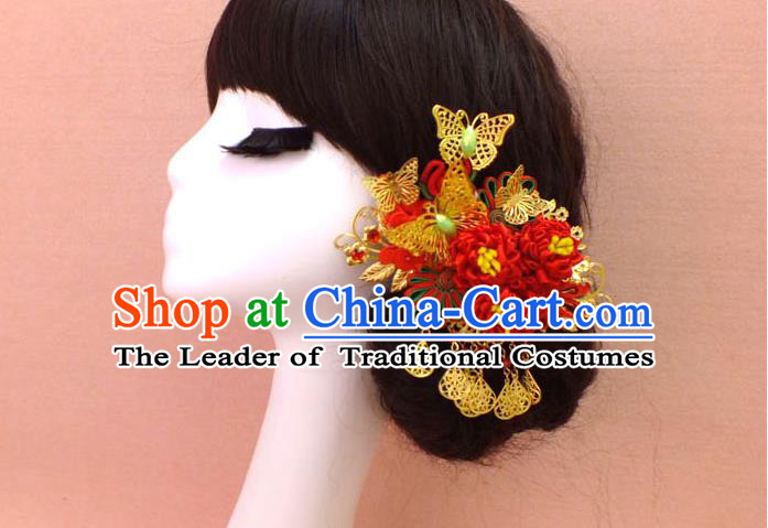 Chinese Ancient Style Hair Jewelry Accessories, Hairpins, Hanfu Xiuhe Suit Wedding Bride Hair Accessories for Women