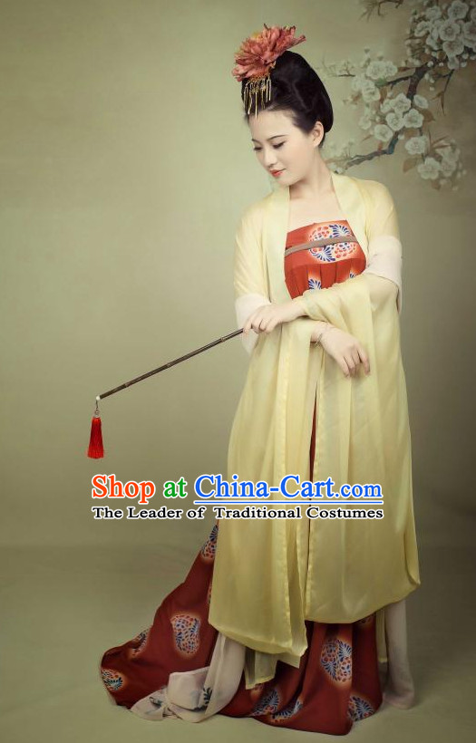 Ancient Chinese Style Dresses Tang Dynasty Clothing Clothes Han Chinese Costume Hanfu and Hair Jewelry Complete Set for Women Adults Children