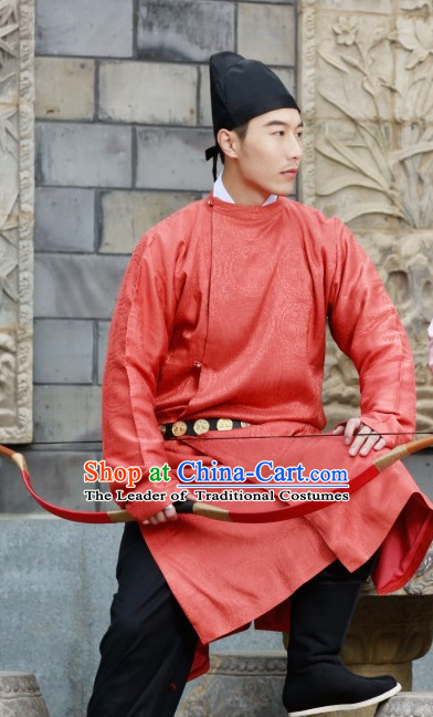 Chinese Style Dresses Kimono Dress Tang Dynasty Outfit and Hat Complete Set for Men