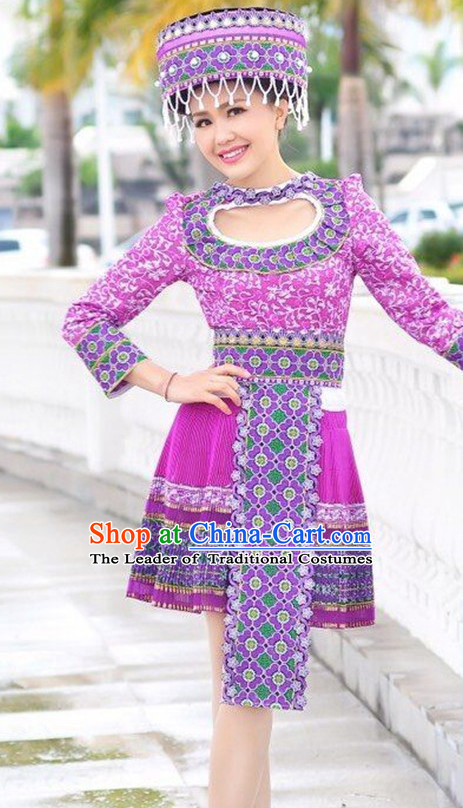 Chinese Traditional Miao Minority Clothing Complete Set for Women
