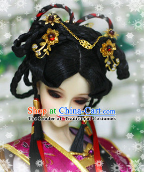 Ancient Chinese Style Black Hair Wigs and Accessories for Women