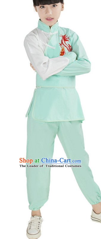 Chinese Traditional Kung Fu Costume Wing Chun Apparel Taiji Uniform for Kids Girls Boys