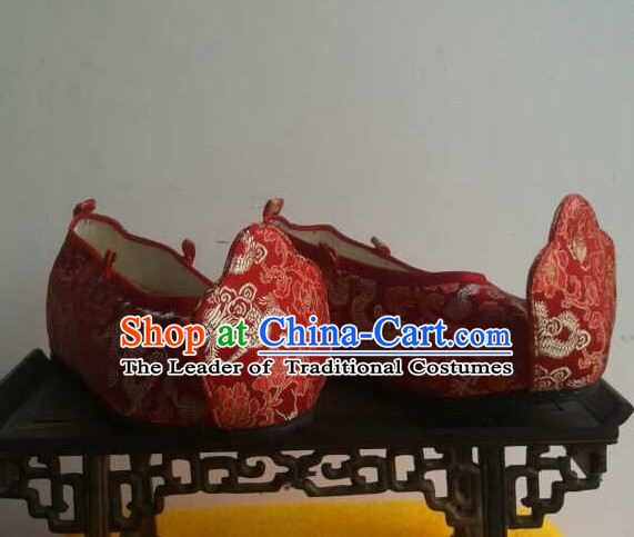 High Heel Handmade Ancient Traditional Chinese Male Emperor Wedding Handmade and Embroidered Hanfu Lotus Shoes China Shoes for Men or Boys