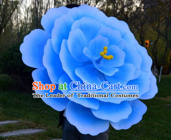 Blue Classical Handmade Flower Umbrella Dance Props