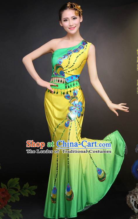 Chinese Peacock Dance Costumes Dress online for Sale Complete Set for Women Girls Adults Youth Kids