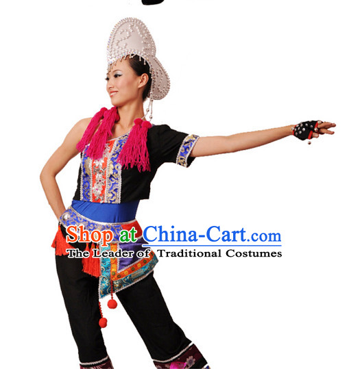 Chinese Traditional Classical Dance Costumes Dancewear and Headpieces Complete Set for Women