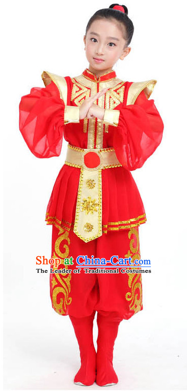 Chinese Competition Dance Costumes Kids Terra Cotta Warrior Solider General Dance Costumes Folk Dances Ethnic Dance Fan Dance Dancing Dancewear