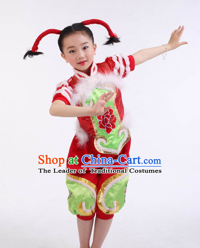 Chinese Competition Festival Dance Costumes Kids Dance Costumes Folk Dances Ethnic Dance Fan Dance Dancing Dancewear for Children
