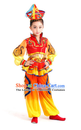 Chinese Competition Girls Dance Costumes Kids Dance Costumes Folk Dances Ethnic Dance Fan Dance Dancing Dancewear for Children