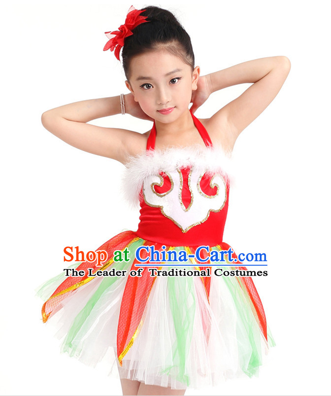 Chinese Competition Stage Team Dance Costumes Kids Dance Costumes Folk Dances Ethnic Dance Fan Dance Dancing Dancewear for Children