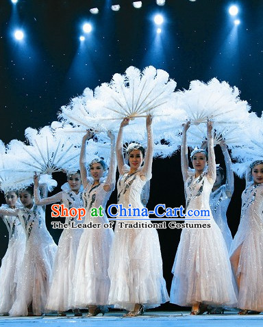 Top Qualiity Beautiful White Feather Professional Dance Fan