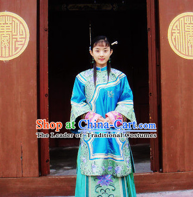 Mandarin Chinese Style Authentic Clothes Culture Costume Minguo Dresses Traditional National Dress Clothing and Headwear Complete Set for Women Girls
