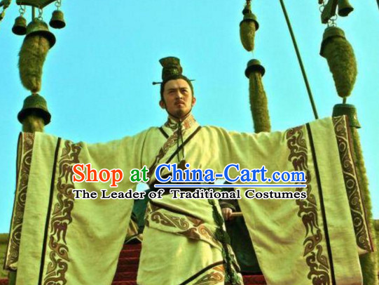 Ancient Chinese Style Authentic Emperor Clothes Culture Costume Han Dresses Traditional National Dress Clothing and Headwear Complete Set for Men Boys