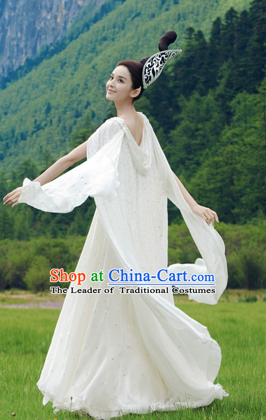 Ancient Chinese Fairy Costume Dress Authentic Clothes Culture Han Dresses Traditional National Dress Clothing and Headpieces Complete Set for Ladies