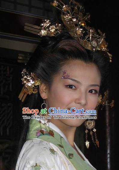 Traditional Chinese Style Empress Black Wigs and Headwear Set