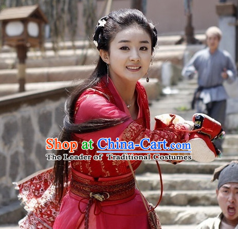 Traditional Chinese Cute Girl Black Wig and Hair Accessories Complete Set