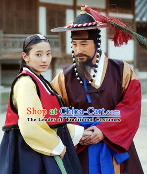 Top Korean Traditional Dresses and Hat Complete Set for Women or Men