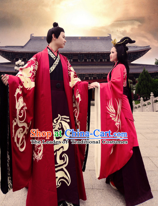 Ancient Chinese Clothing Dress Garment and Hair Accessories Complete Set for Men and Women