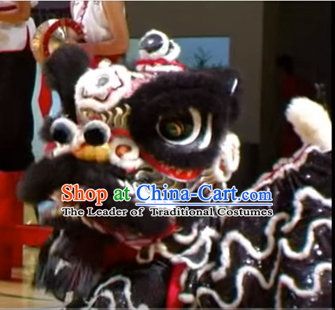 Chinese Classical Style Black Fut San Lion Dance Equipment Complete Set
