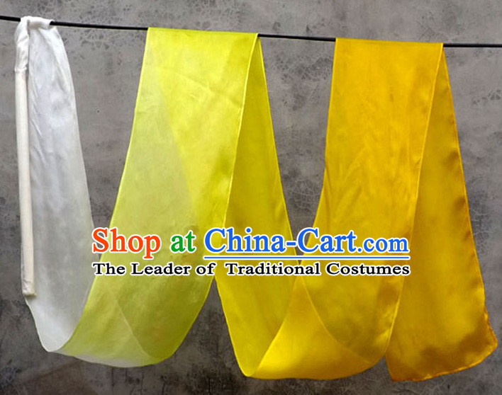 Top 3 Meters Pure Silk White to Yellow Color Changing Colr Change Dance Ribbon Dancing Ribbons